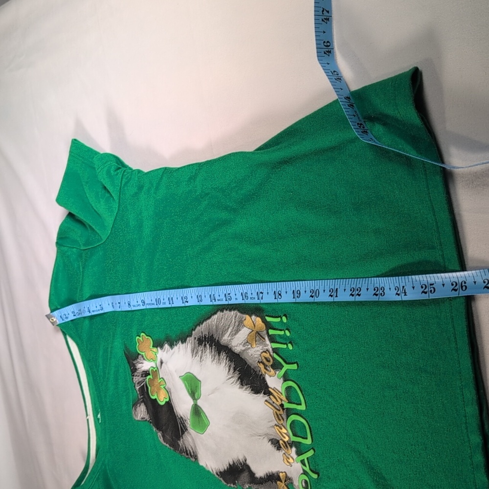 St. Patrick's Day Green T-Shirt with Cat Graphic Size XL - Picture 6 of 8
